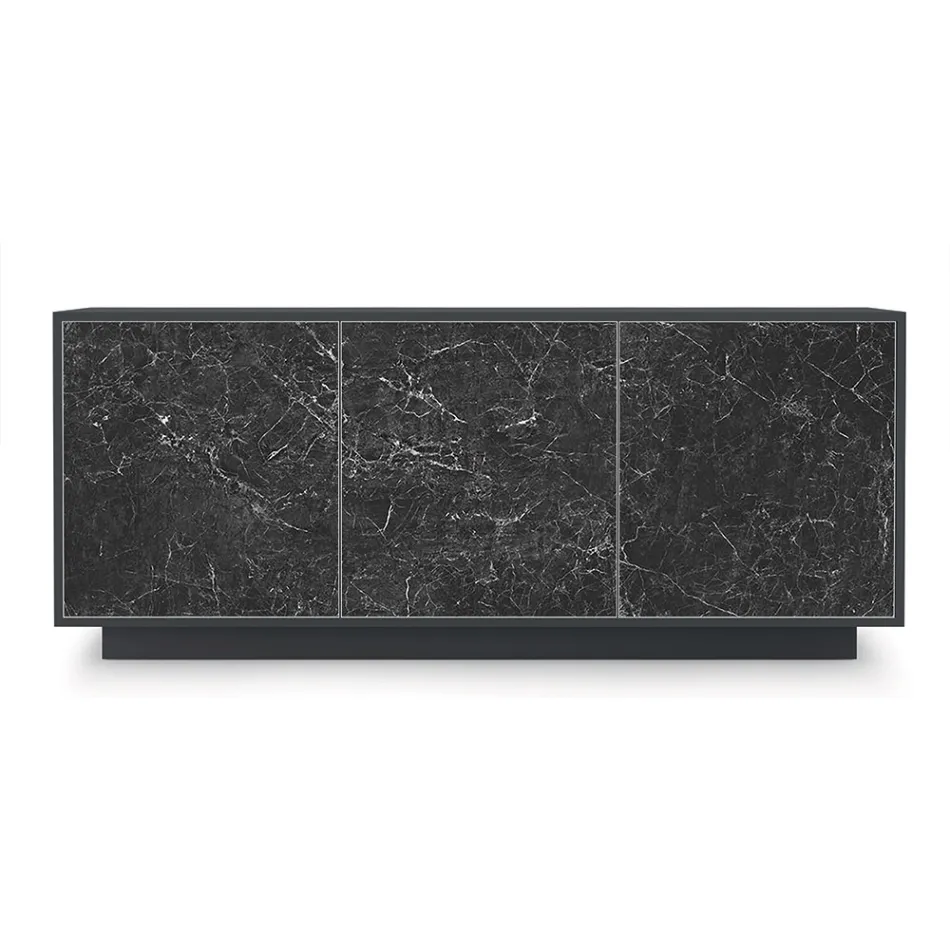 Sideboard in Lacquered Wood with 2 or 3 Ceramic Doors Made in Italy - Fiorenza Viadurini