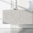 Sideboard in Light Grey Mdf with Glass Feet Made in Italy - Germena Viadurini
