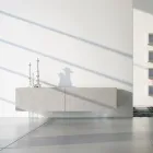 Sideboard in Light Grey Mdf with Glass Feet Made in Italy - Germena Viadurini