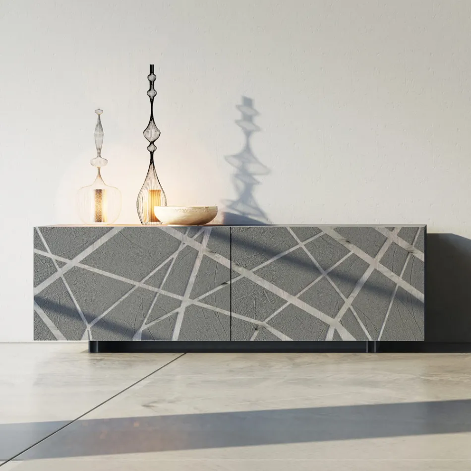 Sideboard in Matt Mud Lacquered Mdf with Plinth Base Made in Italy - Arise Viadurini