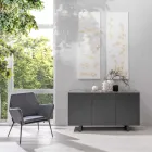 Sideboard in MDF, Top in Grey Marble Effect Ceramic with 3 Push-pull - Click Doors Viadurini