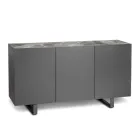 Sideboard in MDF, Top in Grey Marble Effect Ceramic with 3 Push-pull - Click Doors Viadurini