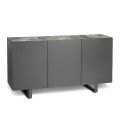 Sideboard in MDF, Top in Grey Marble Effect Ceramic with 3 Push-pull - Click Doors