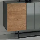 Sideboard in melamine with 3 oak doors and mirror Made in Italy - Romina Viadurini