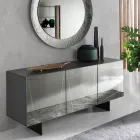 Sideboard in Melamine with Mirror Covered Doors Made in Italy - Ester Viadurini