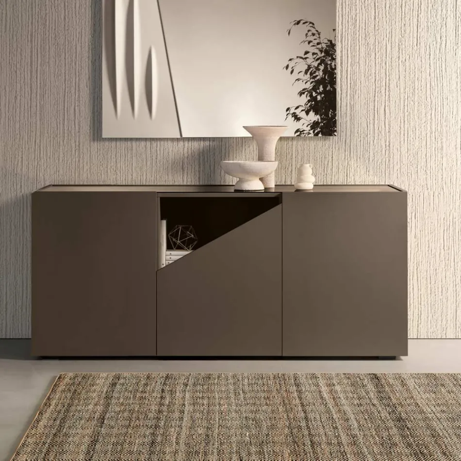 Floor-Standing Sideboard in Melamine with Diagonal Cut Made in Italy - Seta Viadurini