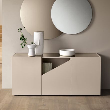 Floor-Standing Sideboard in Melamine with Diagonal Cut Made in Italy - Seta Viadurini