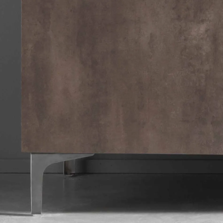 Modern Sideboard with Three Doors in Bronze or Grey Melamine Made in Italy - Clemente Viadurini