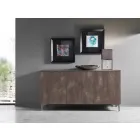 Modern Sideboard with Three Doors in Bronze or Grey Melamine Made in Italy - Clemente Viadurini