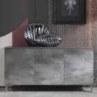 Modern Sideboard with Three Doors in Bronze or Grey Melamine Made in Italy - Clemente Viadurini