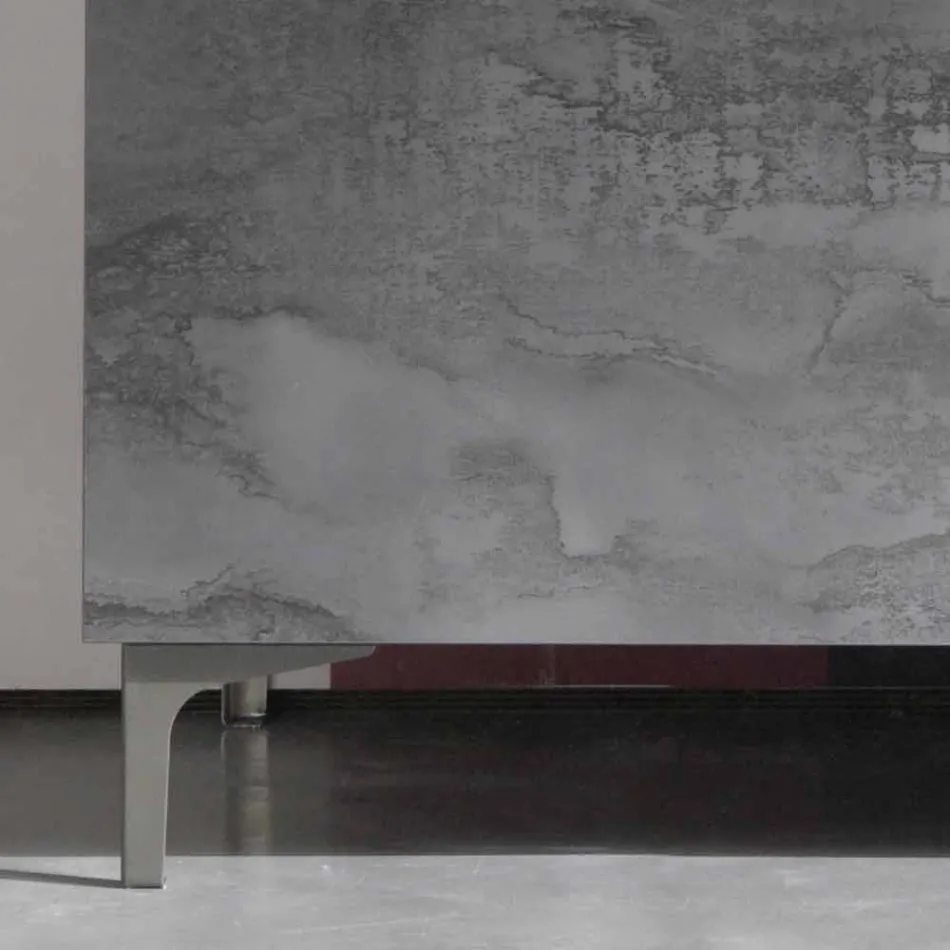 Modern Sideboard with Three Doors in Bronze or Grey Melamine Made in Italy - Clemente Viadurini