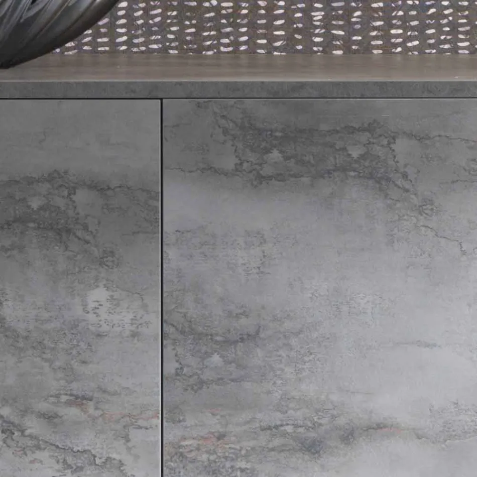 Modern Sideboard with Three Doors in Bronze or Grey Melamine Made in Italy - Clemente Viadurini