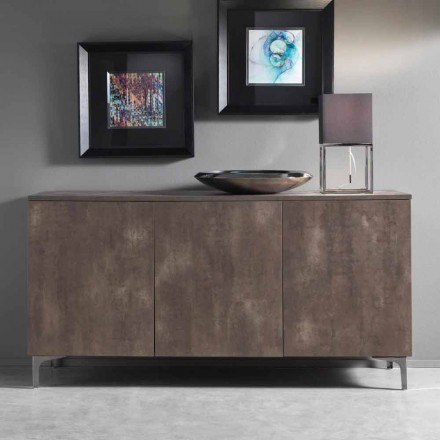 Modern Sideboard with Three Doors in Bronze or Grey Melamine Made in Italy - Clemente Viadurini