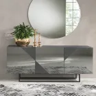 Modern Sideboard with Mdf Doors Covered in Mirror Made in Italy - Morgana Viadurini