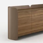 Modern Sideboard in Wood and Curved Metal, Made in Italy - Rugiada Viadurini