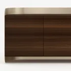 Modern Sideboard in Wood and Curved Metal, Made in Italy - Rugiada Viadurini