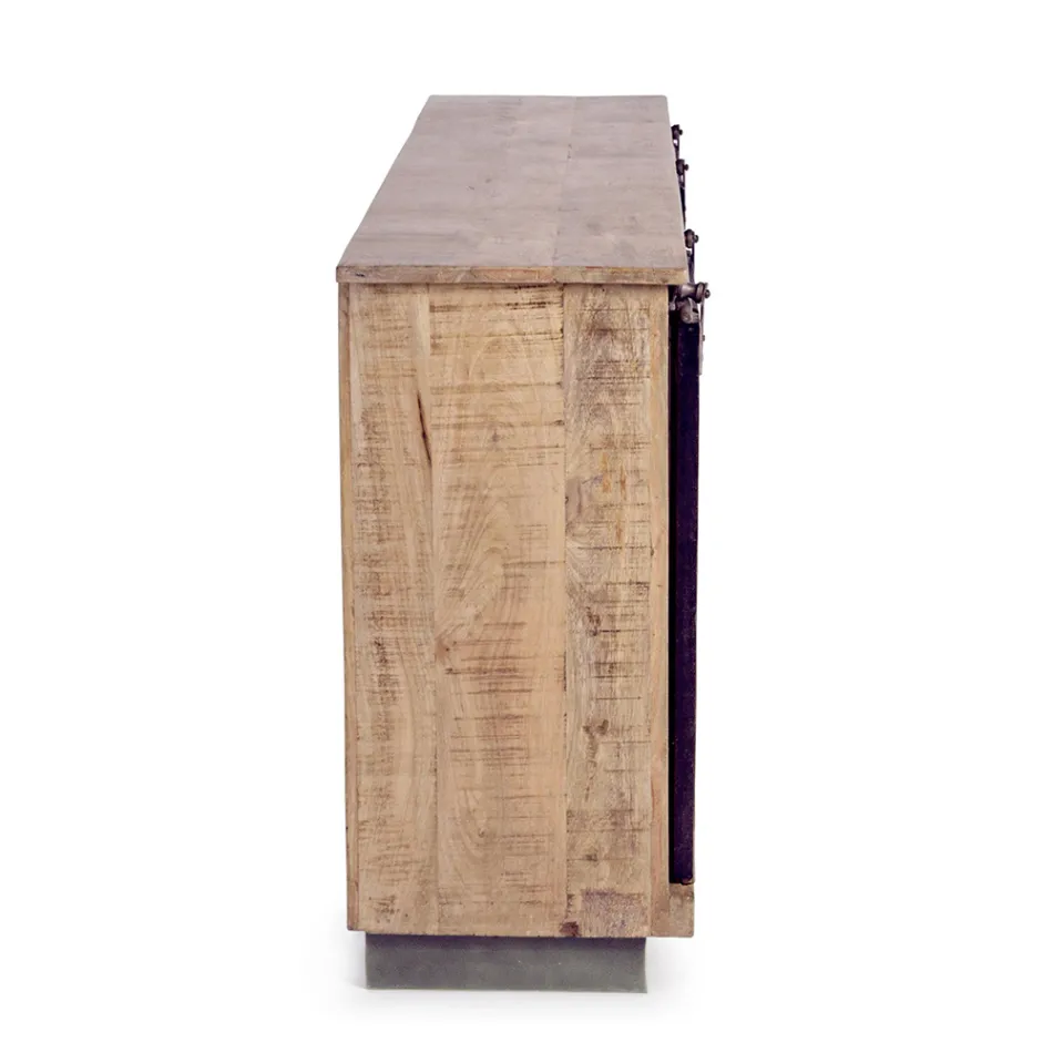 Lounge Sideboard in Mango Wood and Steel with 2 Doors and 3 Drawers - Sinfony Viadurini