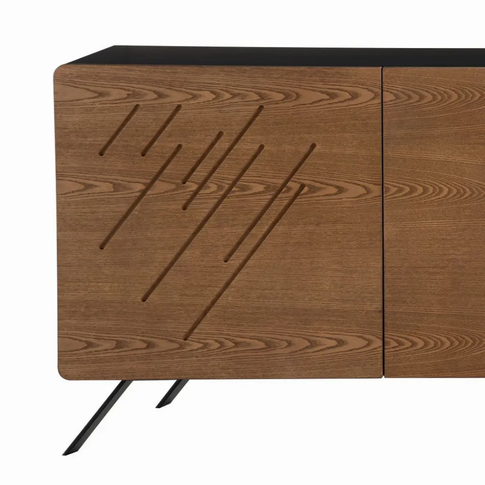 Lounge Sideboard in Mdf with 2 or 3 Door Engravings Made in Italy - Elegance Viadurini