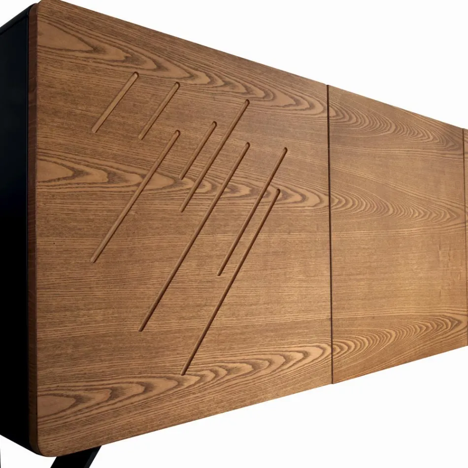 Lounge Sideboard in Mdf with 2 or 3 Door Engravings Made in Italy - Elegance Viadurini