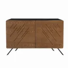 Lounge Sideboard in Mdf with 2 or 3 Door Engravings Made in Italy - Elegance Viadurini