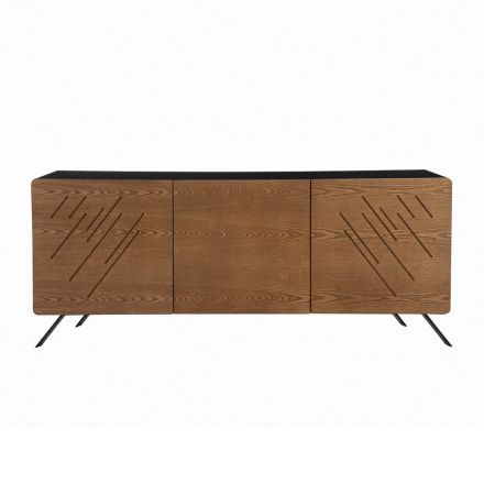 Lounge Sideboard in Mdf with 2 or 3 Door Engravings Made in Italy - Elegance Viadurini