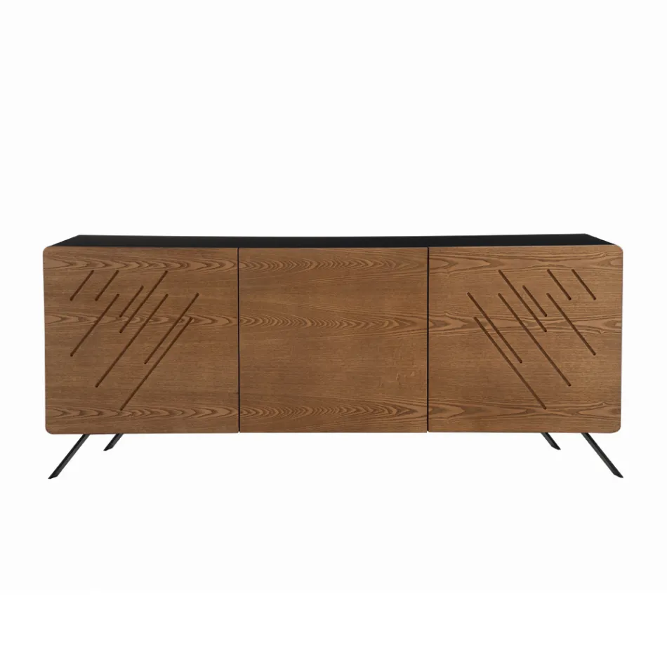 Lounge Sideboard in Mdf with 2 or 3 Door Engravings Made in Italy - Elegance Viadurini
