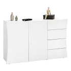 Lounge Sideboard 2 Doors 4 Drawers in Arched Glossy White Wood - Sabine Viadurini