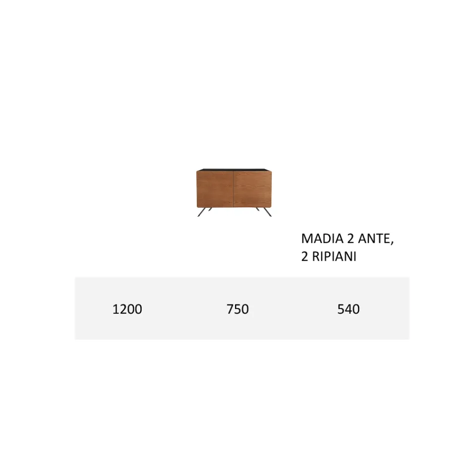 Lounge Sideboard in Mdf and Solid Wood 2 or 3 Doors Made in Italy - Chamber Viadurini