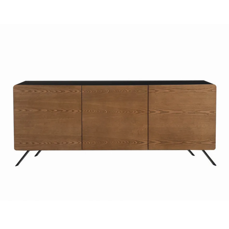 Lounge Sideboard in Mdf and Solid Wood 2 or 3 Doors Made in Italy - Chamber Viadurini