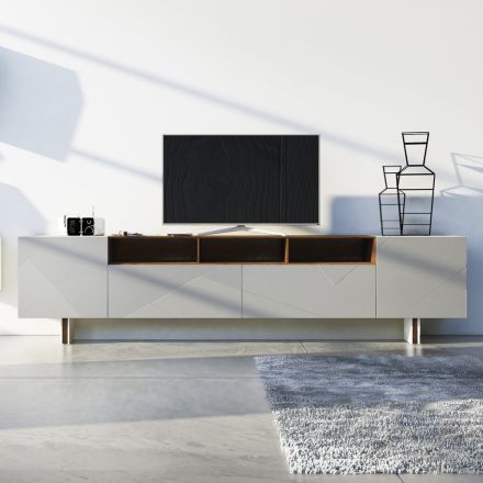 Lounge Sideboard in Grey Mdf with Oak Case Made in Italy - Giuditte Viadurini