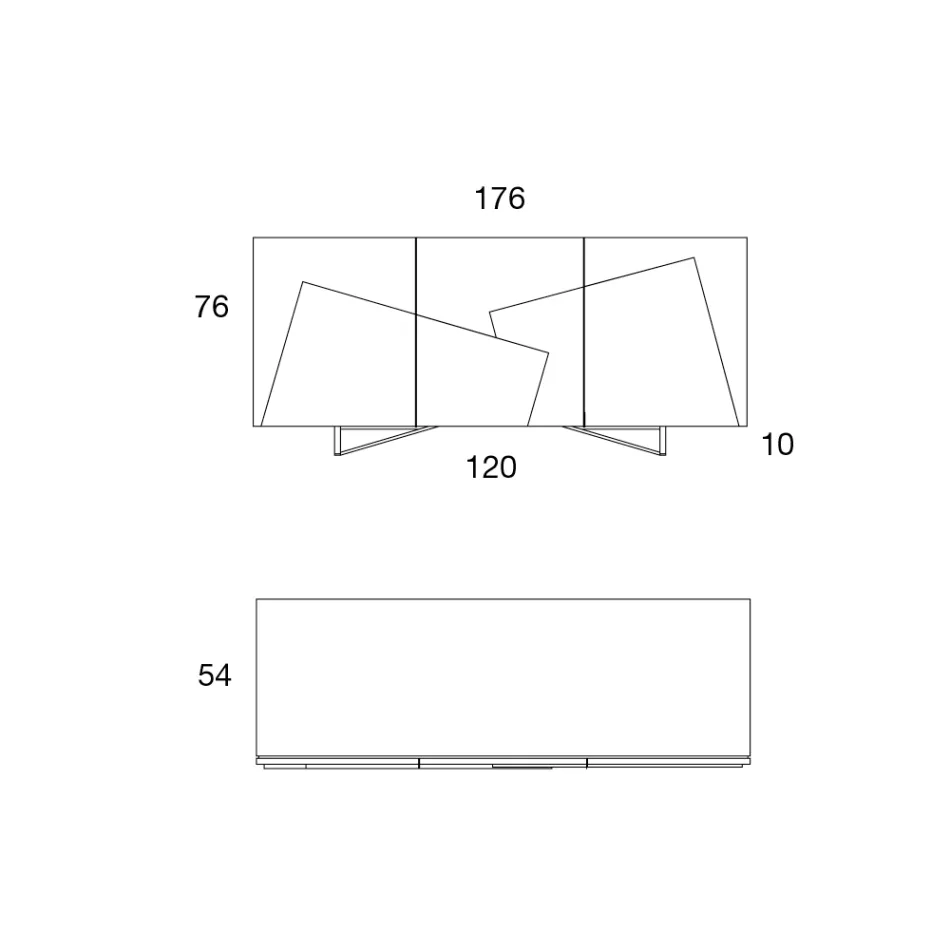 Lounge sideboard in lacquered MDF 3 doors with ceramic inserts - Imperio Viadurini