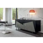 Lounge sideboard in lacquered MDF 3 doors with ceramic inserts - Imperio Viadurini