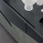 Lounge sideboard in lacquered MDF 3 doors with ceramic inserts - Imperio Viadurini