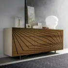 Lounge sideboard in lacquered MDF 3 doors with silk-screened inlays - Saronno Viadurini