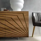 Lounge sideboard in lacquered MDF 3 doors with silk-screened inlays - Saronno Viadurini