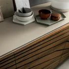 Lounge sideboard in lacquered MDF 3 doors with silk-screened inlays - Saronno Viadurini