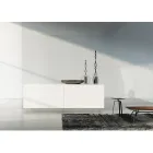 Lounge Sideboard in White Lacquered Mdf with Bas-relief Made in Italy - Acqua Viadurini
