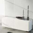 Lounge Sideboard in White Lacquered Mdf with Bas-relief Made in Italy - Acqua Viadurini