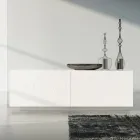Lounge sideboard in White Lacquered Mdf with Bas-relief Made in Italy - Acqua Viadurini