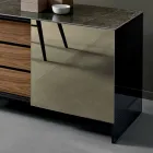 Smoked Glass Lounge Sideboard with Bronze Mirror Door Made in Italy - Silly Viadurini