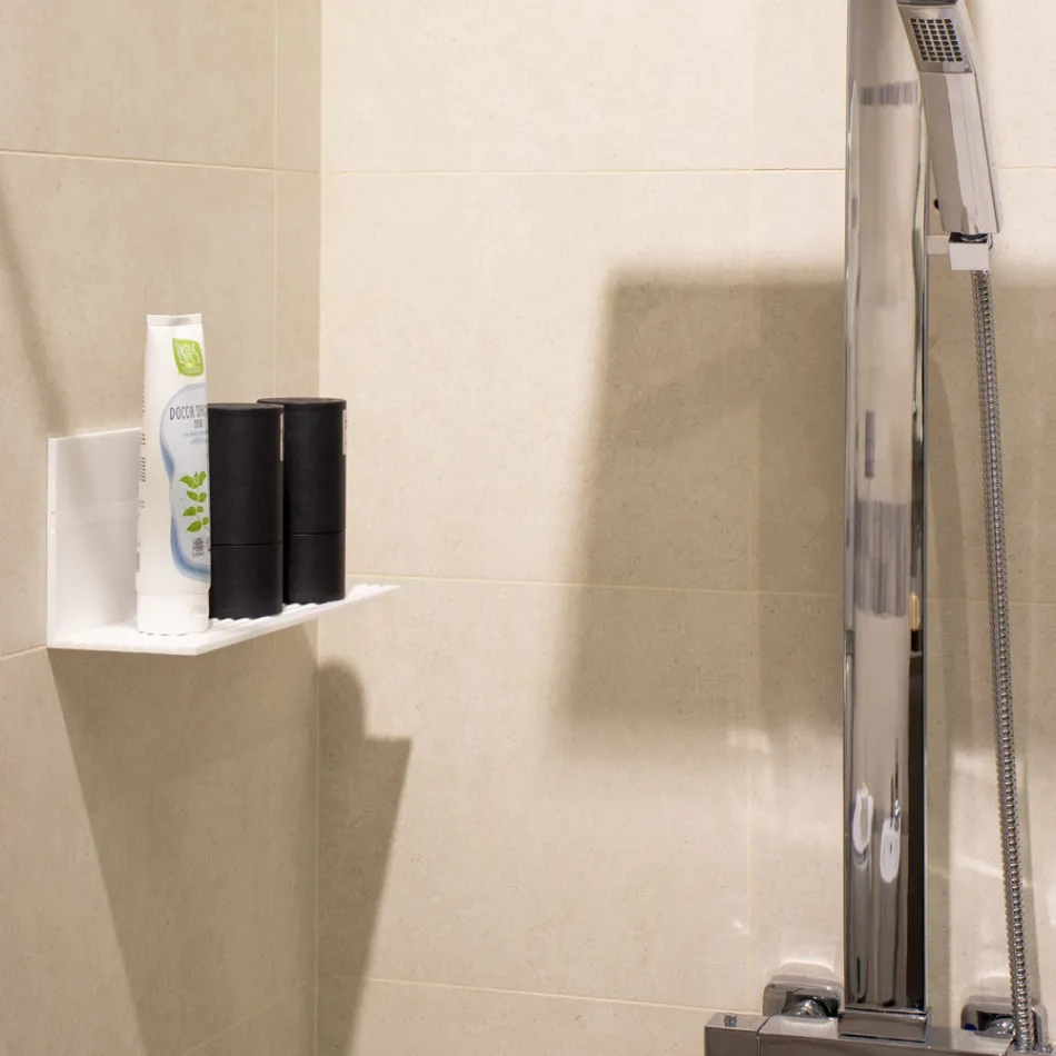 White Corian Wall Shelf L 35 or L 60 cm Made in Italy Quality - Elono Viadurini