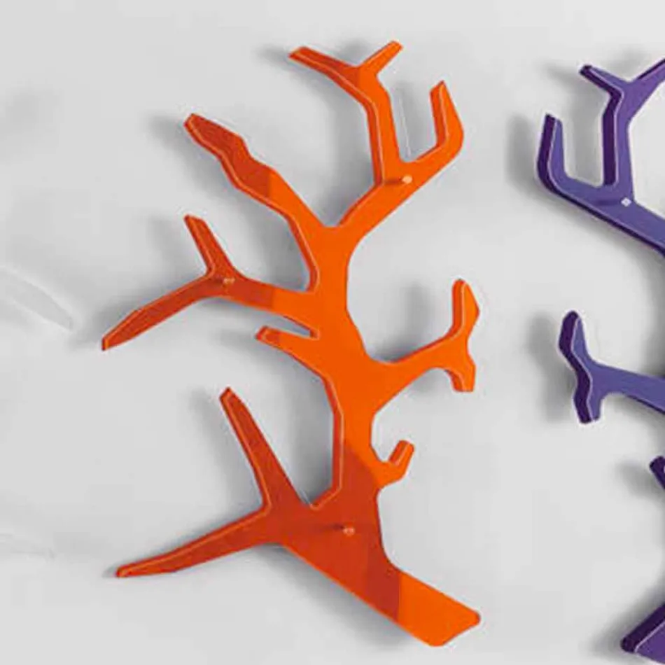 Plexiglass Wall Shelf with Coat Hooks Made in Italy - Neon Viadurini