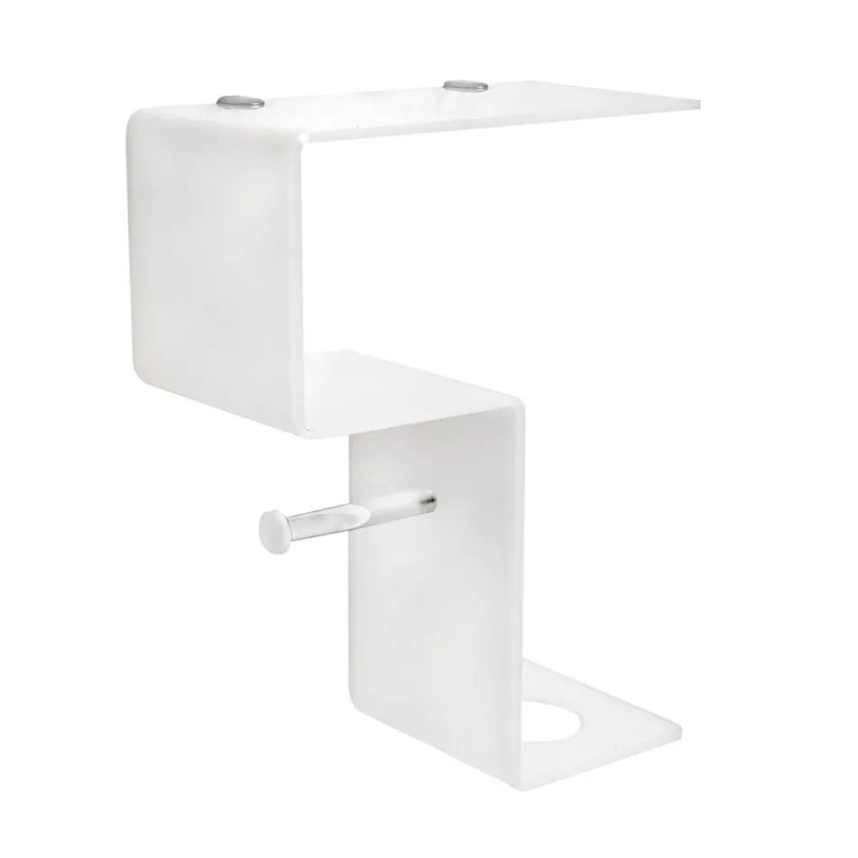 Bathroom Shelf with Roll Holder and Toilet Brush Holder Made in Italy - Scrooge Viadurini