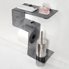 Bathroom Shelf with Roll Holder and Toilet Brush Holder Made in Italy - Scrooge Viadurini