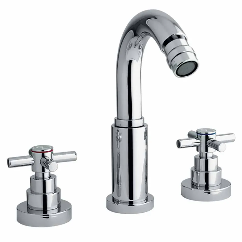 Classic 3-Hole Mixer in Chromed Brass Made in Italy - Zumbo Viadurini