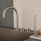 4-Hole Deck Mounted Bath Mixer with AISI 316L Steel Spout - Artigli Viadurini