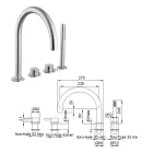 4-Hole Deck Mounted Bath Mixer with AISI 316L Steel Spout - Artigli Viadurini