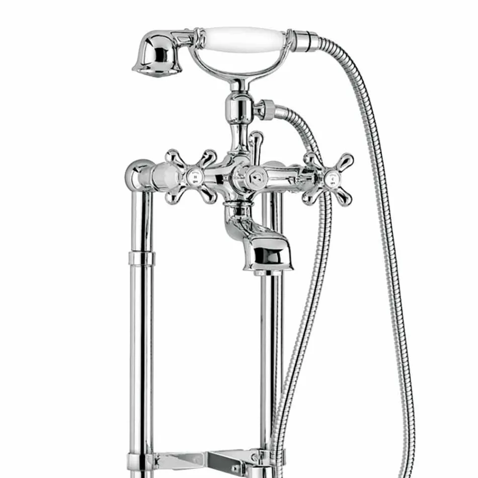 Classic Mixer for Floor Bathtub in Brass Made in Italy - Panico Viadurini