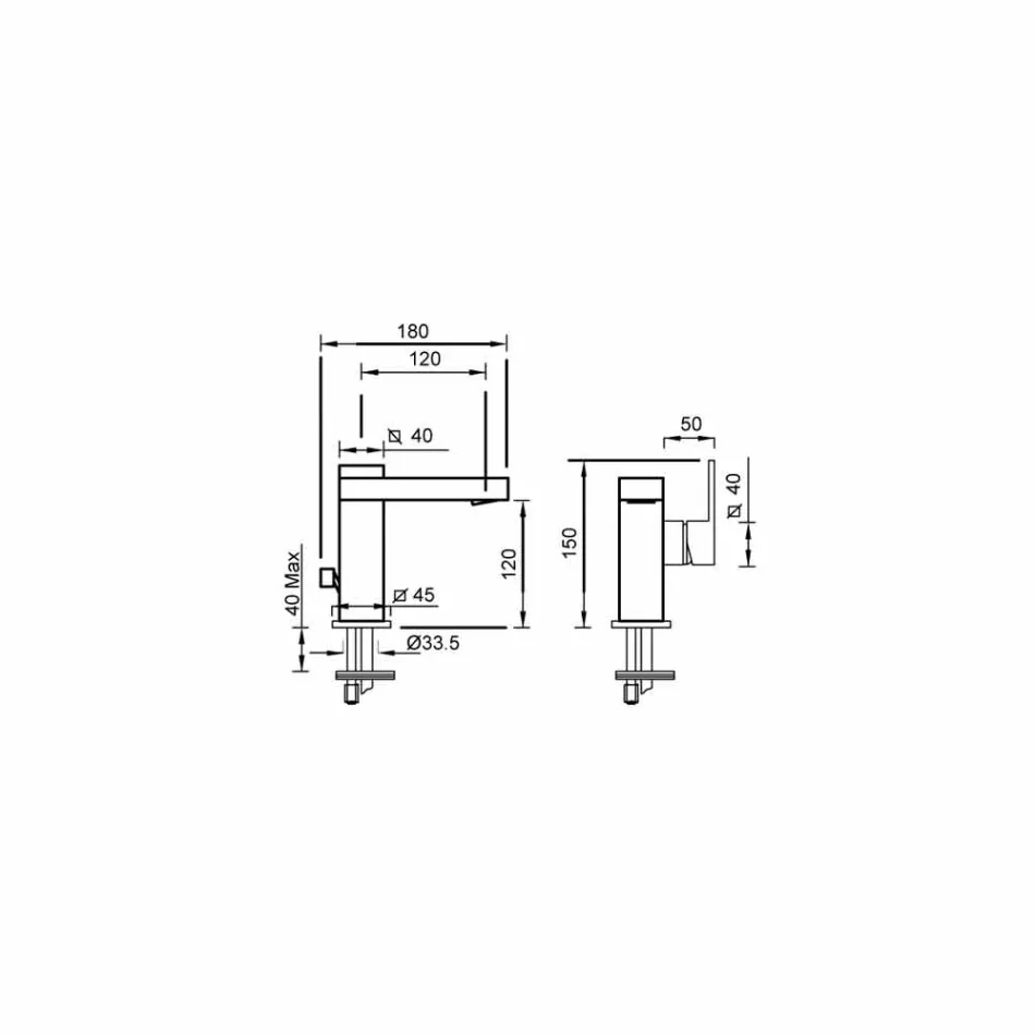 Bathroom Basin Mixer with Side Lever of Made in Italy Design - Panela Viadurini