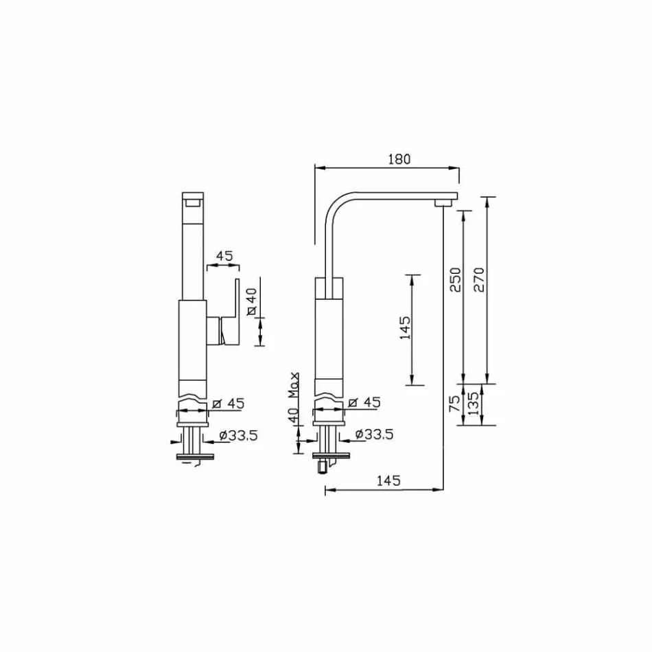 High Swivel Spout Design Bathroom Sink Mixer Made in Italy - Panela Viadurini